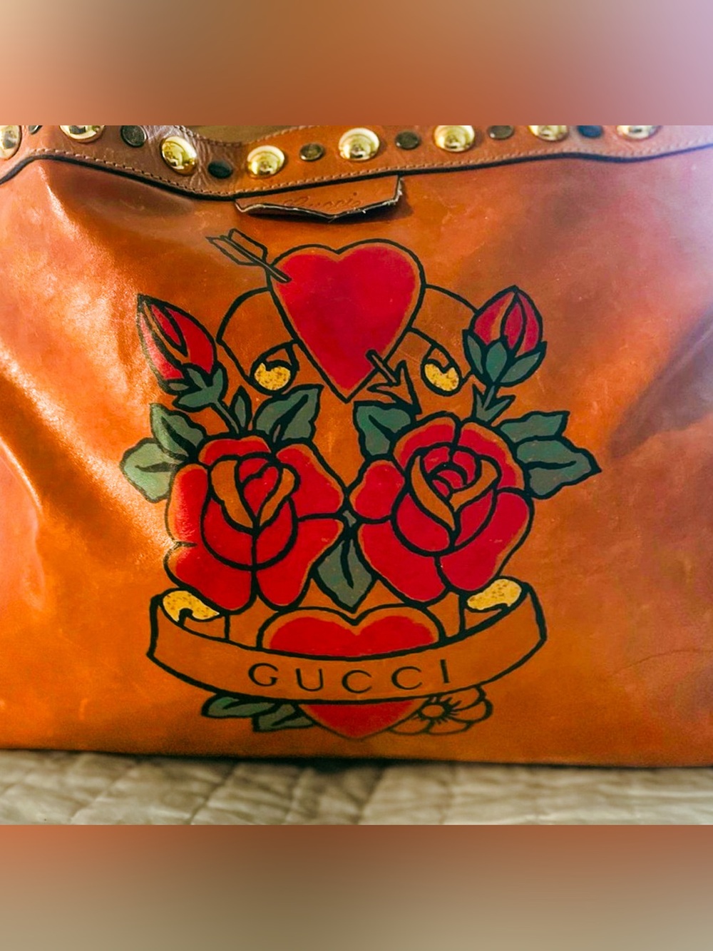 GUCCI SUPER RARE ❤️
Babouska Tattoo Heart Leather Studded Tote
